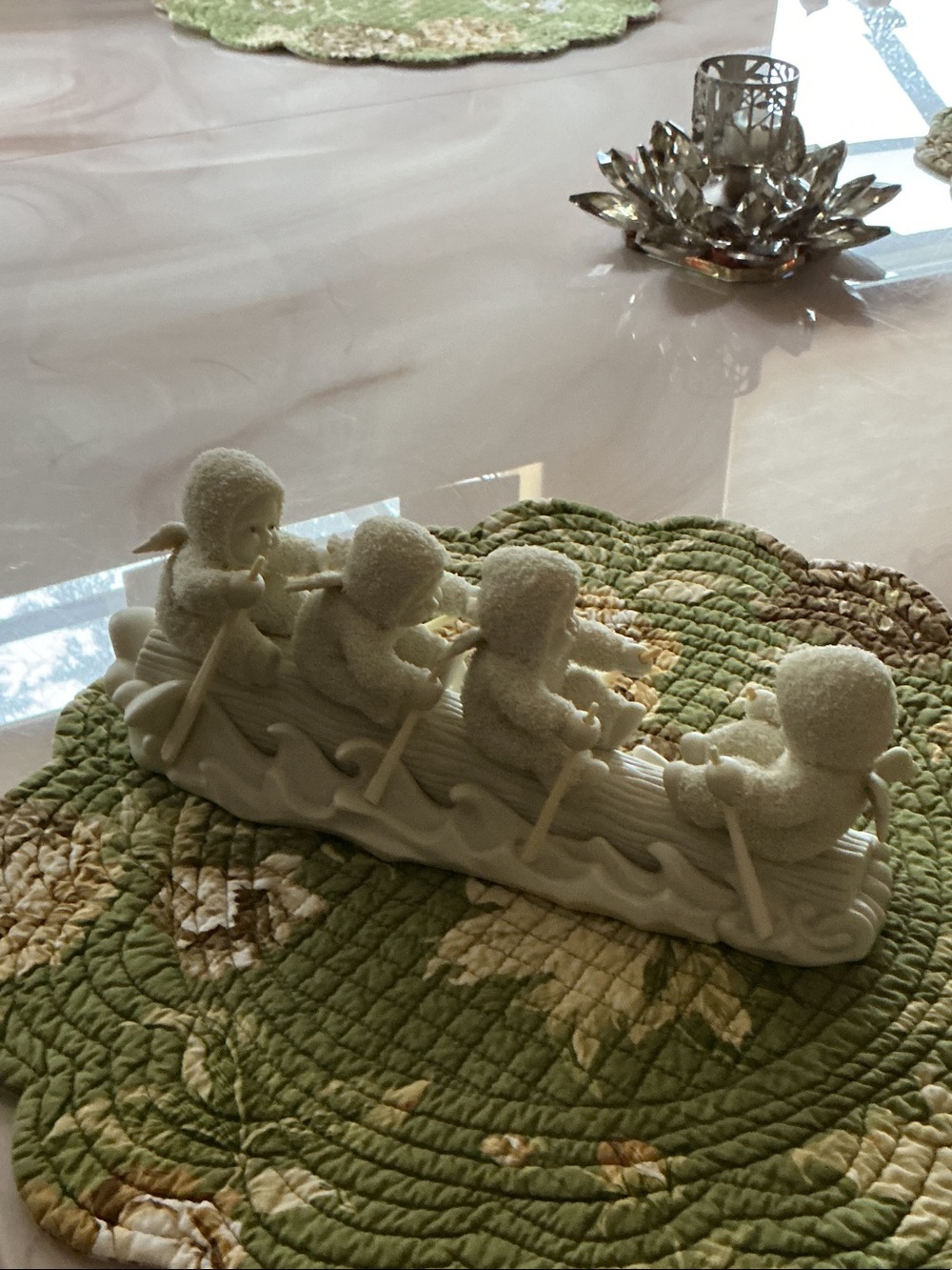 Snowbabies 4 babies on a toboggan sledding by Dept 56 no box